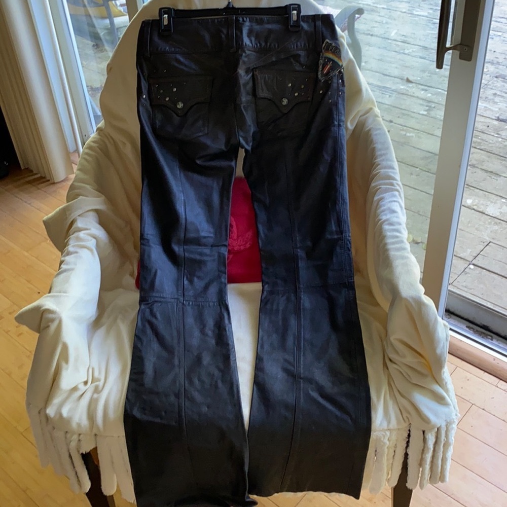 June 💯Leather Stud Embellished Gorgeous Lined Jeans NeverUsed
